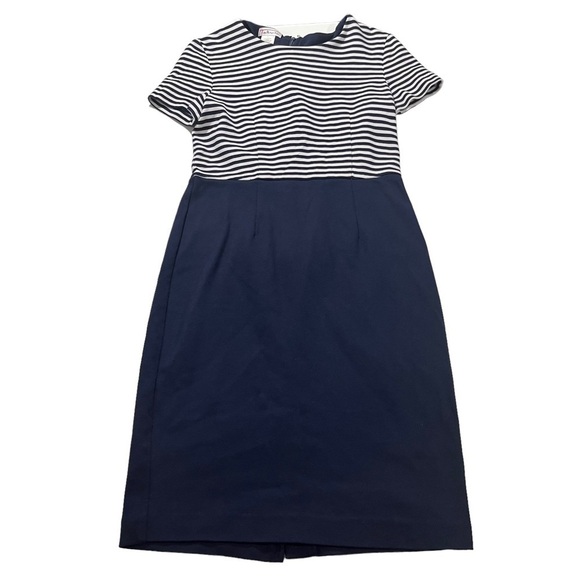 Talbots USA Made Navy White Stripe Top Navy Bottom Jersey Knit Dress Sz 8 Yacht - Picture 5 of 10